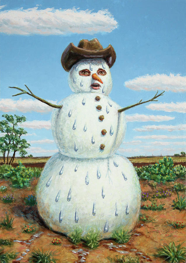 Snowman Mixed Media - Snowman In Texas by James W. Johnson
