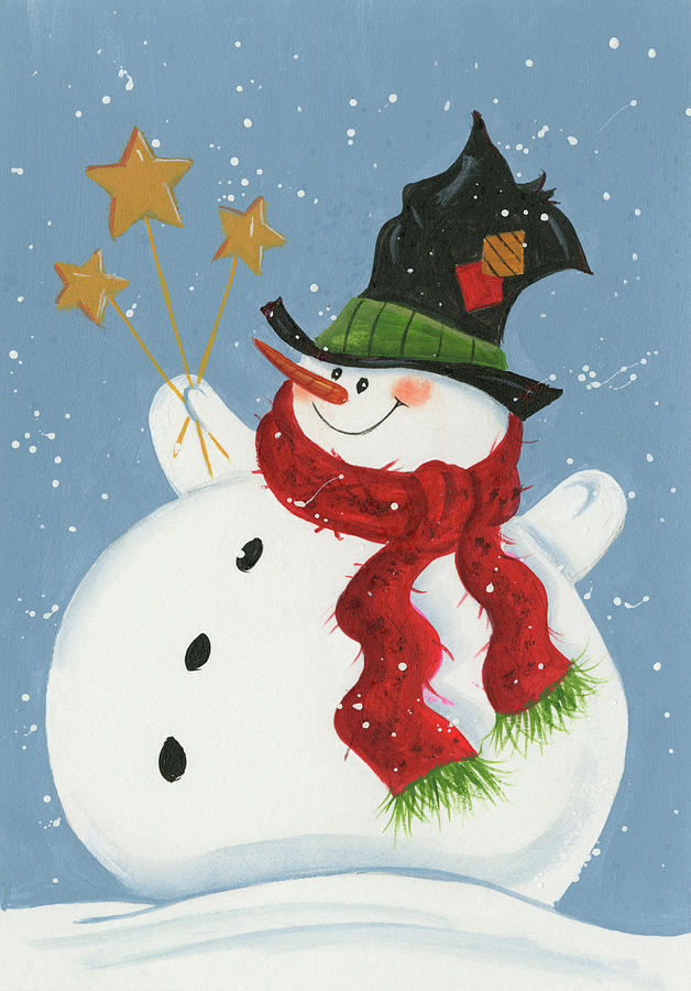 Snowman Magic Painting by Beverly Johnston - Pixels