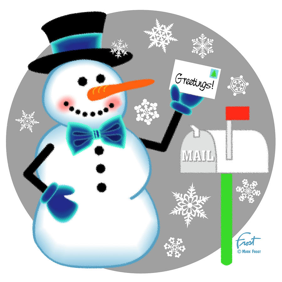 Snowman Mailbox Digital Art by Mark Frost