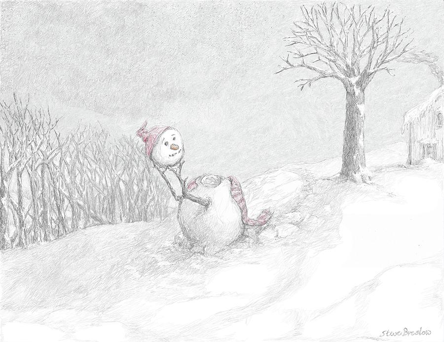 Snowman Reunited Digital Art by Steve Breslow