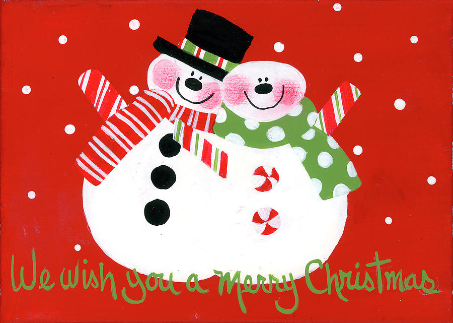 Christmas Painting - Snowman Sayings I by Pat Olson Fine Art And Whimsy