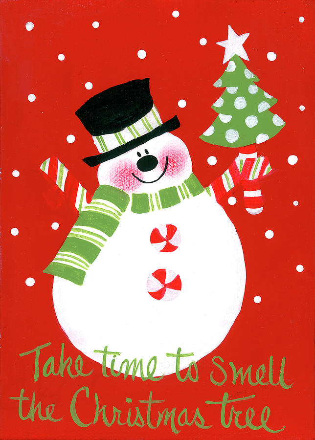 Christmas Painting - Snowman Sayings Vii by Pat Olson Fine Art And Whimsy
