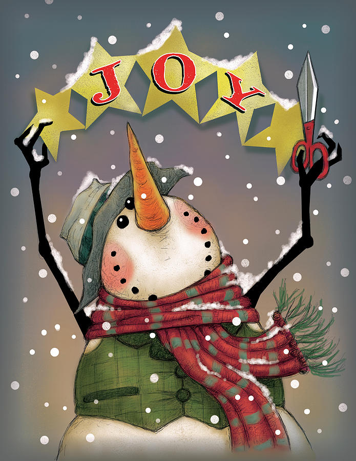 Christmas Digital Art - Snowman Stars by Margaret Wilson