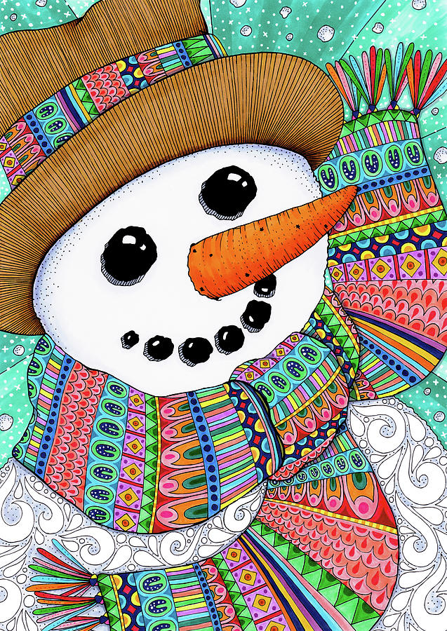 Winter Digital Art - Snowman Style by Hello Angel