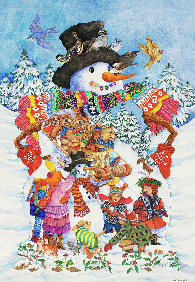 Snowman Painting by Wendy Edelson | Fine Art America