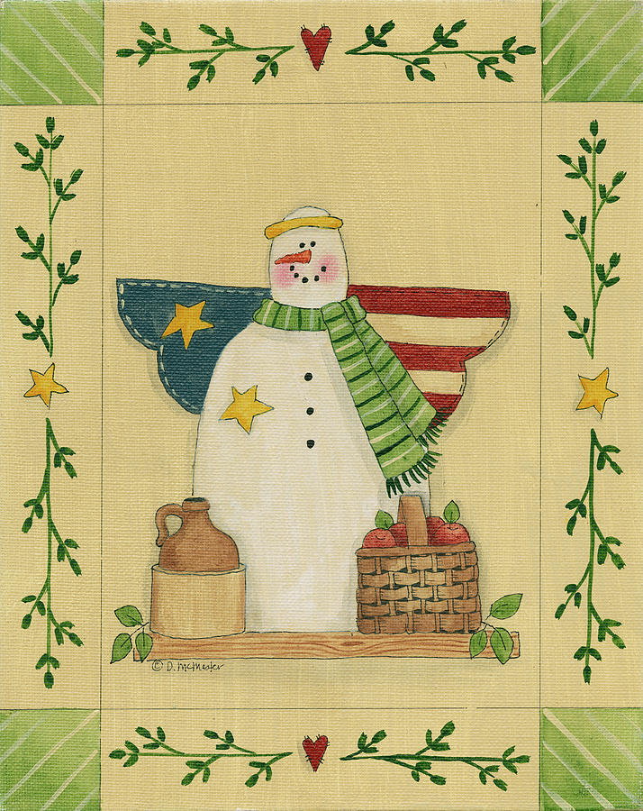 Snowman With Patriotic Wings Painting by Debbie Mcmaster - Fine Art America