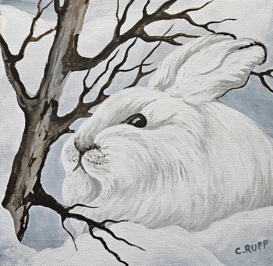 Wildlife Painting - Snowshoe Rabbit 1 by Carol J Rupp