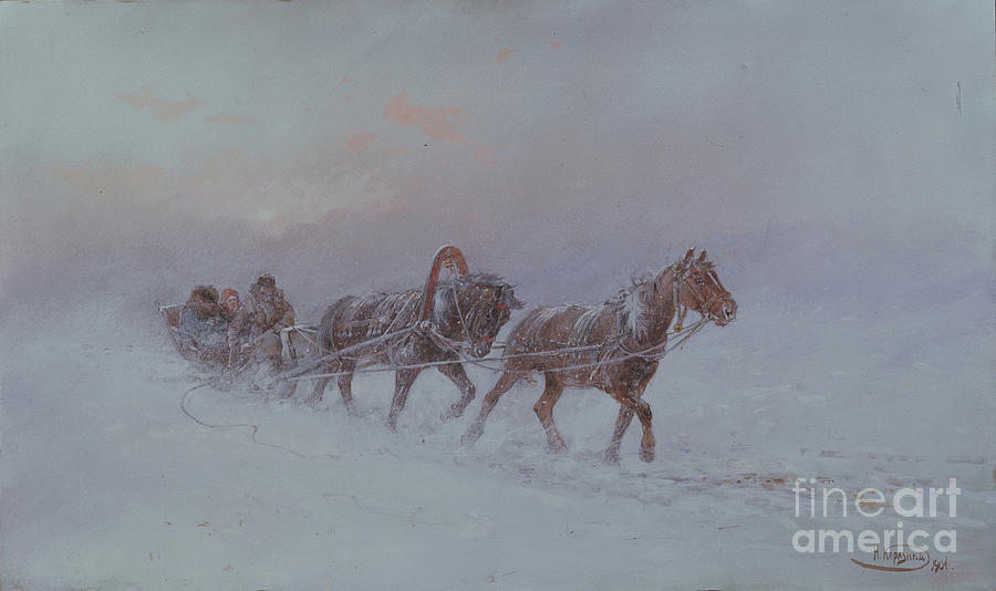 Snowstorm, 1901. Found Drawing by Heritage Images