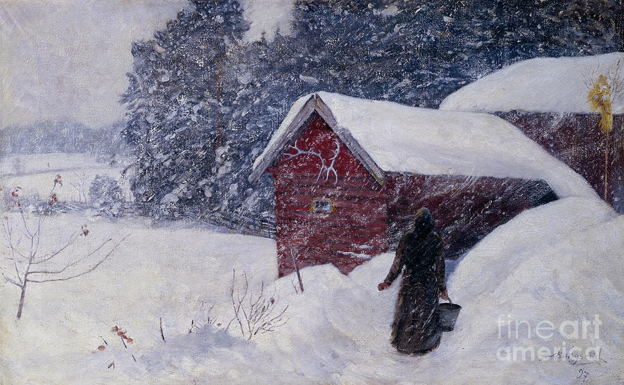 Snowstorm Painting by O Vaering by Anders Kongsrud