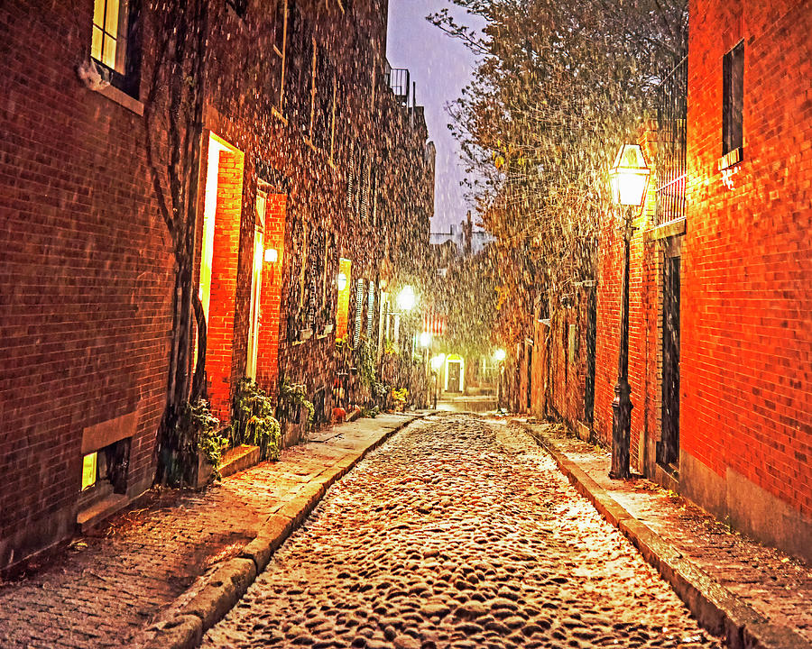 Snowstorm on Acorn Street Boston MA Photograph by Toby McGuire