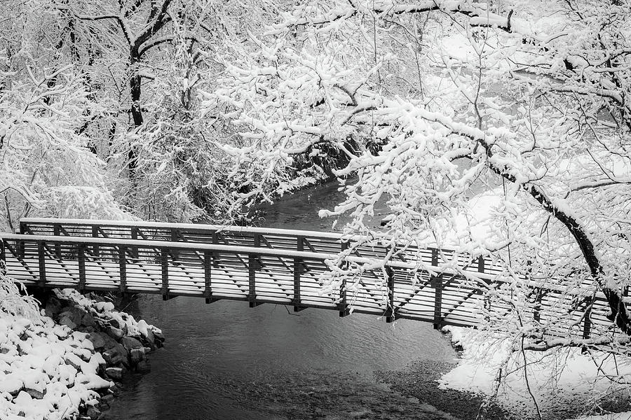 Snowy Bridge On Mill Creek Photograph by Jeff Phillippi