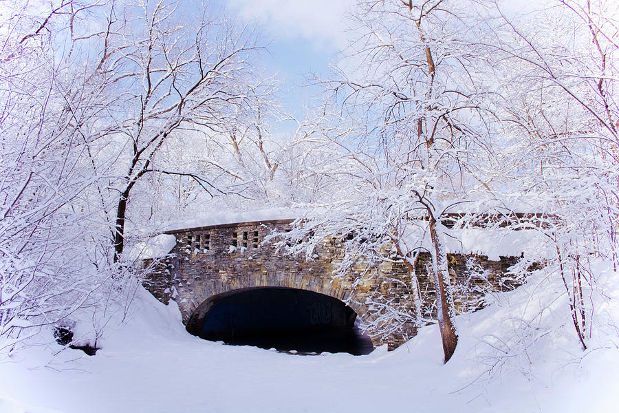 Snowy Bridge Over Minnehaha Creek Photograph by Hermes Fine Art