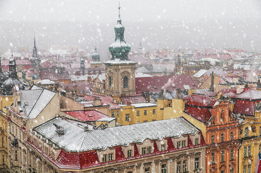 Snowy Christmas Prague Photograph by Jenny Rainbow