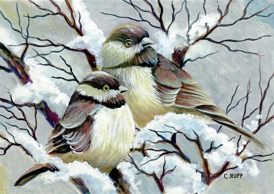 Bird Painting - Snowy Dawn by Carol J Rupp