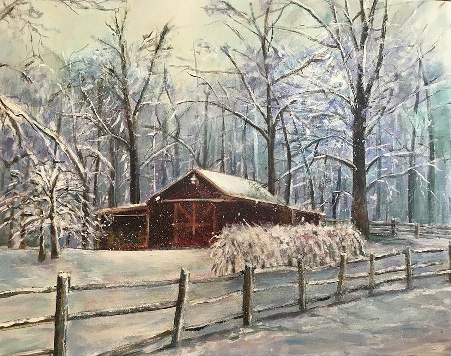 Snowy Day Painting by Gloria Smith