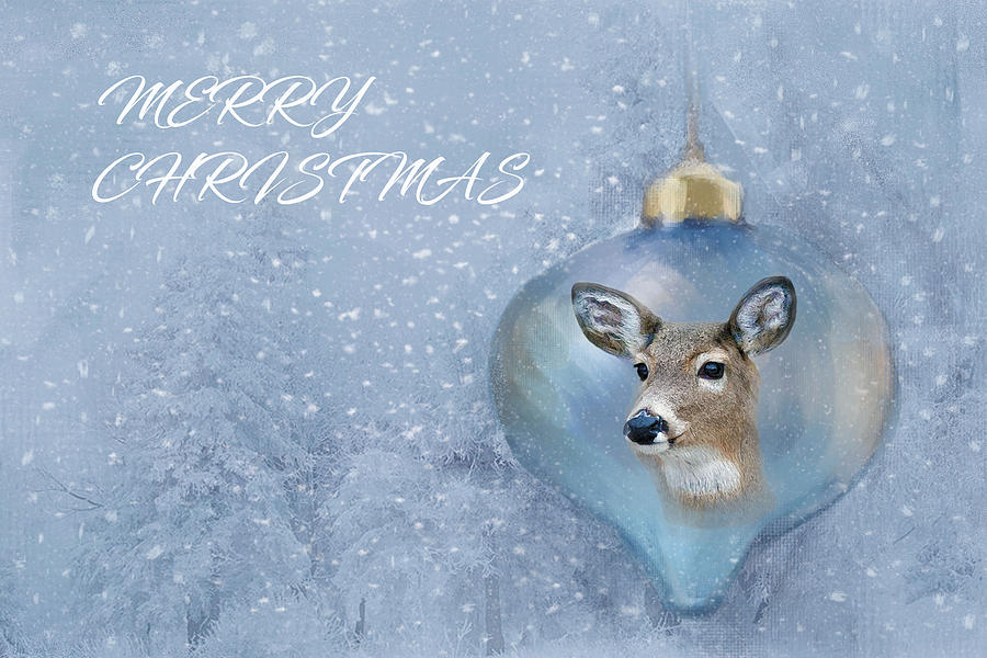 Snowy Deer Ornament Christmas Image Photograph by Sandi OReilly