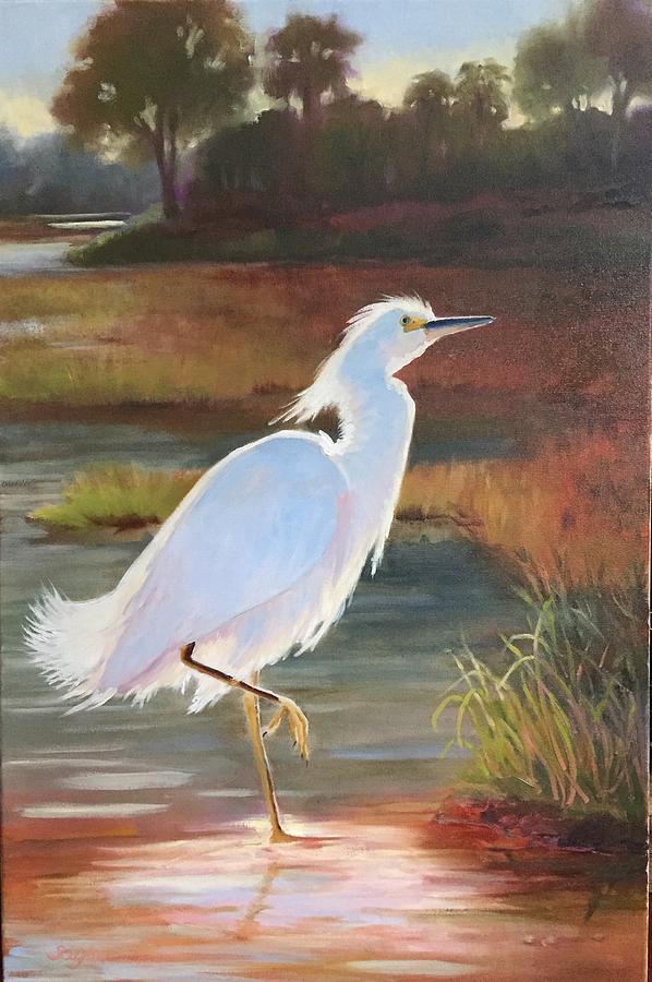 Snowy Egret Painting by Judy McElynn - Fine Art America