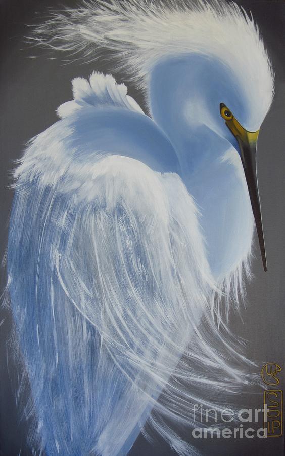 Snowy Egret Painting by Spratt Wendy - Fine Art America