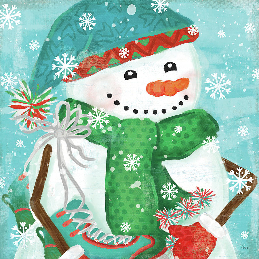 Christmas Drawing - Snowy Fun Iv by Veronique Charron