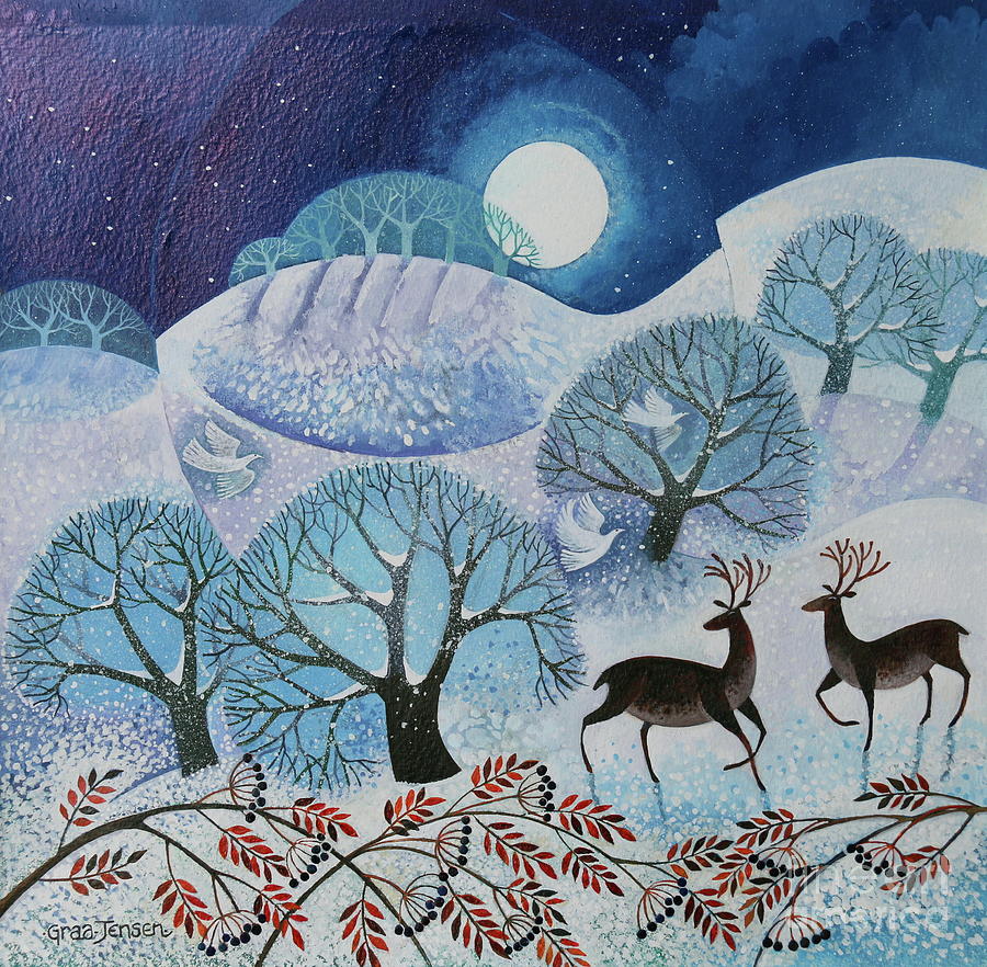 Snowy Land Painting by Lisa Graa Jensen