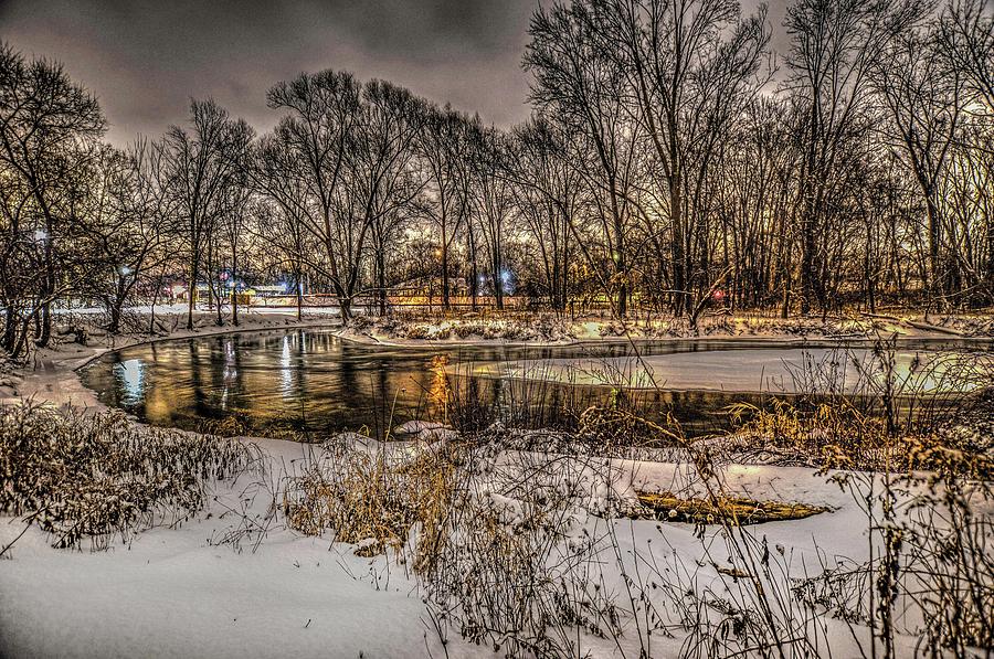 Snowy Night on the Clinton River V2 DSC_0098 Photograph by Michael Thomas Snowy Night on the Clinton River V2 DSC_0098 Photograph by Michael Thomas