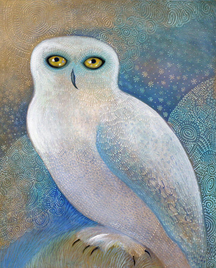 Bird Painting - Snowy Owl 1 by Oxana Zaika