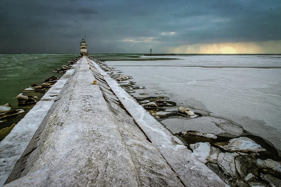 Snowy Pier Photograph by Bill Chizek