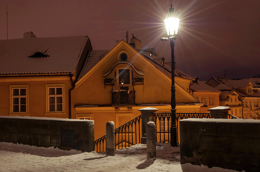 Snowy Prague. House with St. Mary Painting 1 Photograph by Jenny Rainbow