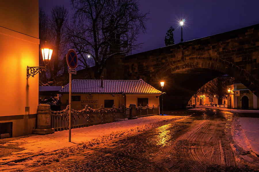 Snowy Prague. Lesser Town Walk. Na Kampe Photograph by Jenny Rainbow