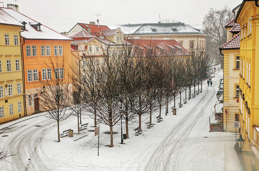 Snowy Prague. Na Kampe Photograph by Jenny Rainbow