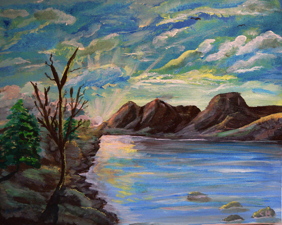 Snowy Range and Lookout Lake Painting by Chance Kafka