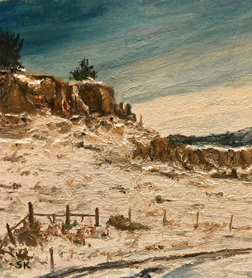 Rocky Cliffs Painting - Snowy Road by Sharon Karlson