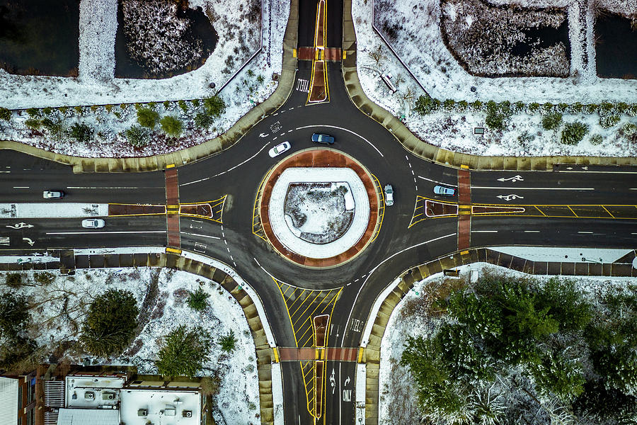 Snowy Roundabout Photograph by Clinton Ward