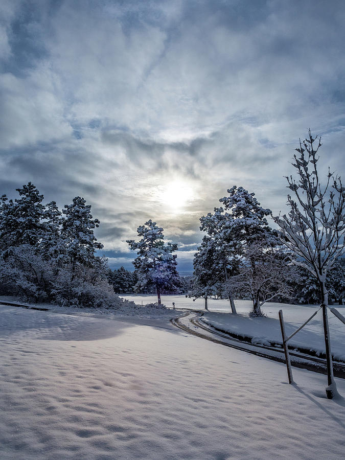 Snowy Sunrise in Colorado Springs Photograph by Debbie Karnes