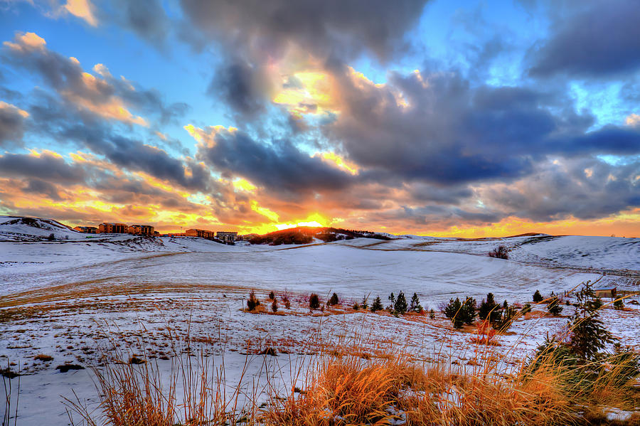 Snowy Sunset Photograph by David Patterson