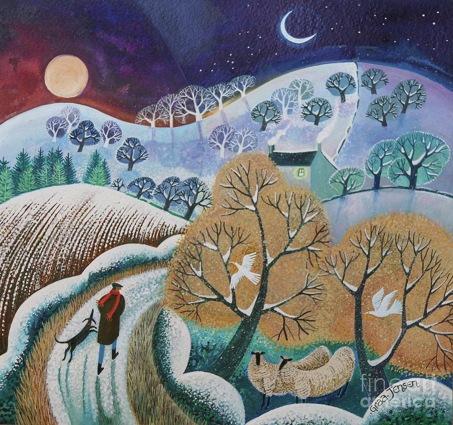 Snowy Winter Walk Painting by Lisa Graa Jensen - Fine Art America