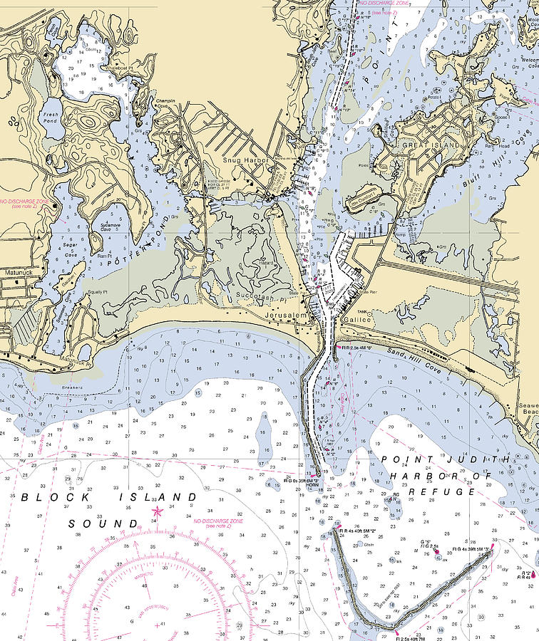 Snug Harbor -rhode Island Nautical Chart _v2 Mixed Media by Sea Koast ...