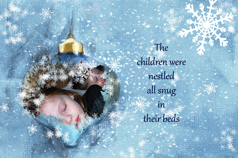 Snug In Their Beds Christmas Card Digital Art by Linda Cox