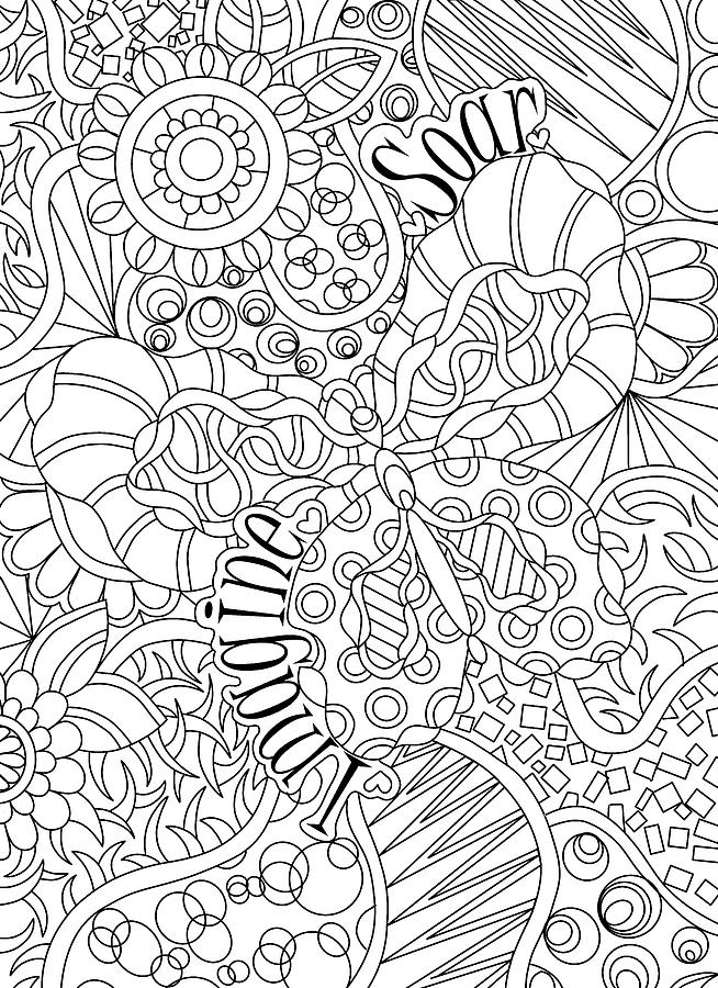 Coloring Drawing - Soar Imagine Bw by Kathy G. Ahrens