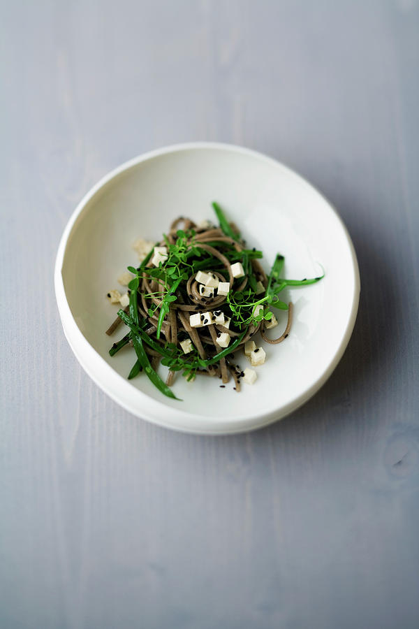 Soba Noodle Salad With Tofu And Black Sesame Photograph by Michael Wissing