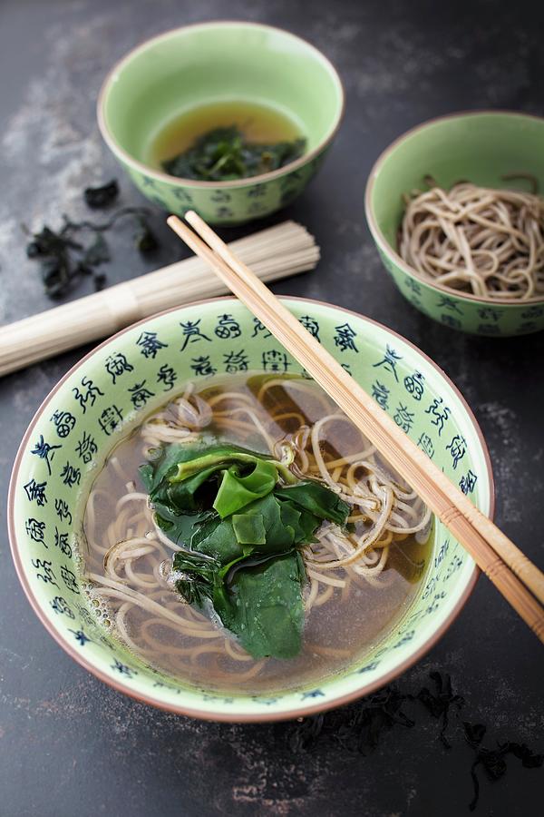 Soba Noodle Soup With Algae japan Photograph by Jan Wischnewski