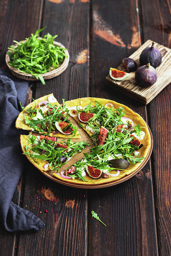 Socca Pizza With Figs And Rocket Photograph by Monika Rosa