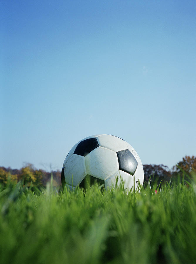 Soccer Ball On Grass, Ground View Photograph by Rana Faure