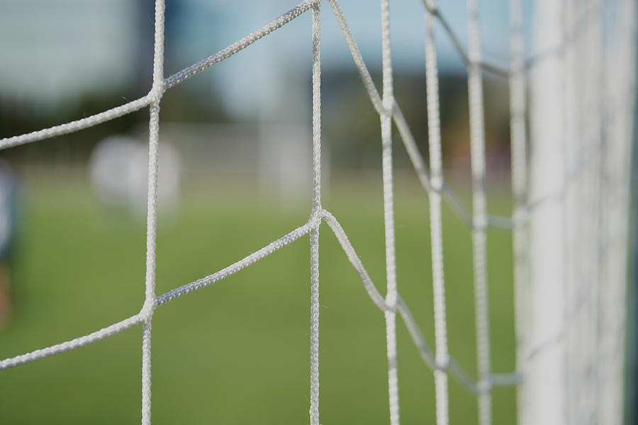 Soccer Or Football Net Background, View From Behind The Goal With Blur ...