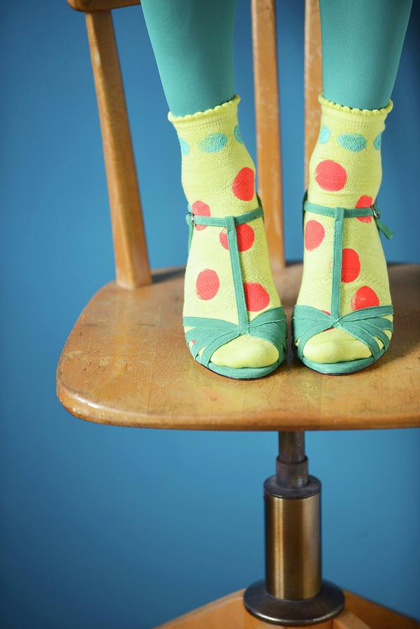Socks Decorated With Colourful Spots Of Paint Photograph by Studio27neun