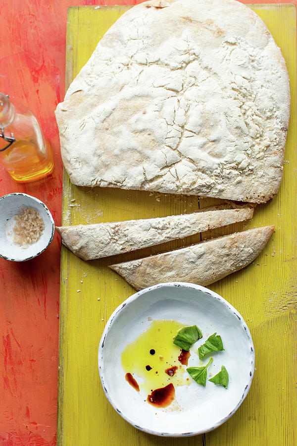 Soda Bread And A Small Bowl Of Olive Oil, Balsamic Vinegar And Basil Photograph by Lara Jane Thorpe