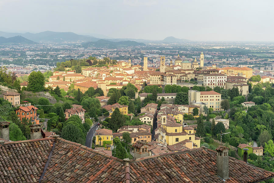 Soft Sundown - Bergamo Upper Town Citta Alta From Above The Rooftops Photograph