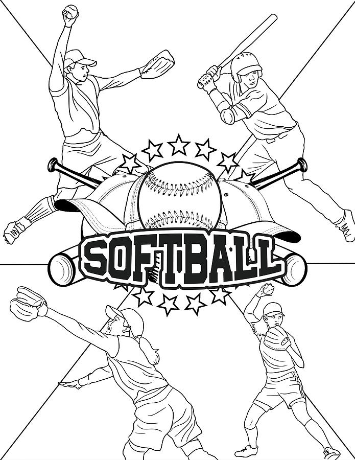 Softball Photograph - Softball Coloring by Art House Design