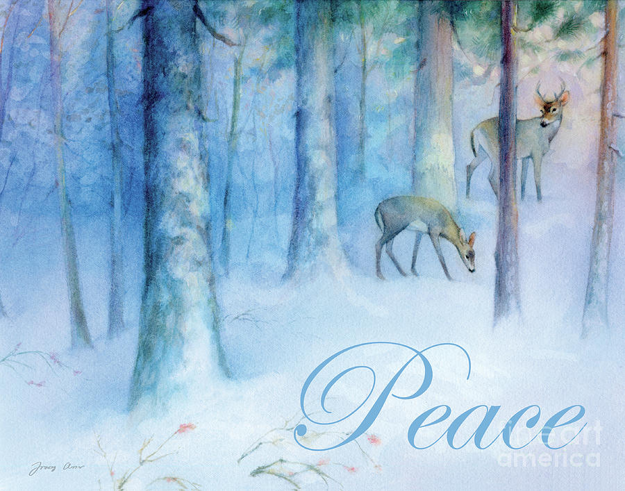 Softly, December Deer Painting by Tracy Herrmann
