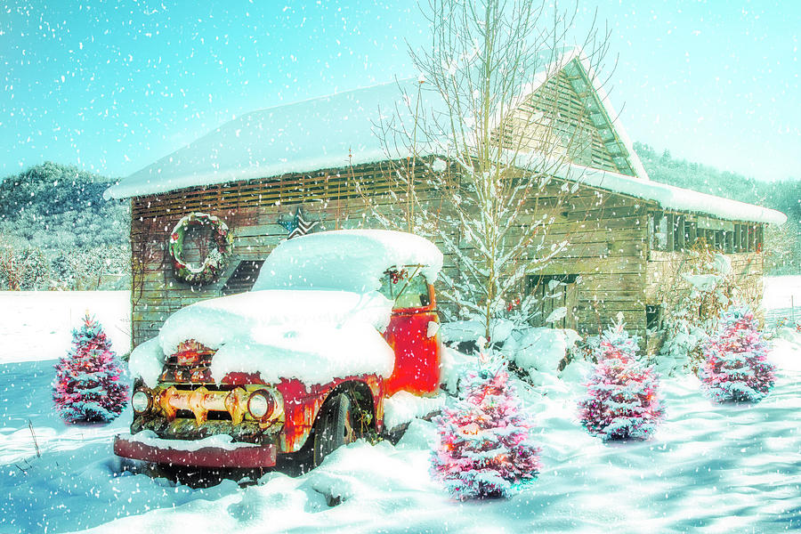 Softly Snowing Vintage Christmas  Photograph by Debra and Dave Vanderlaan